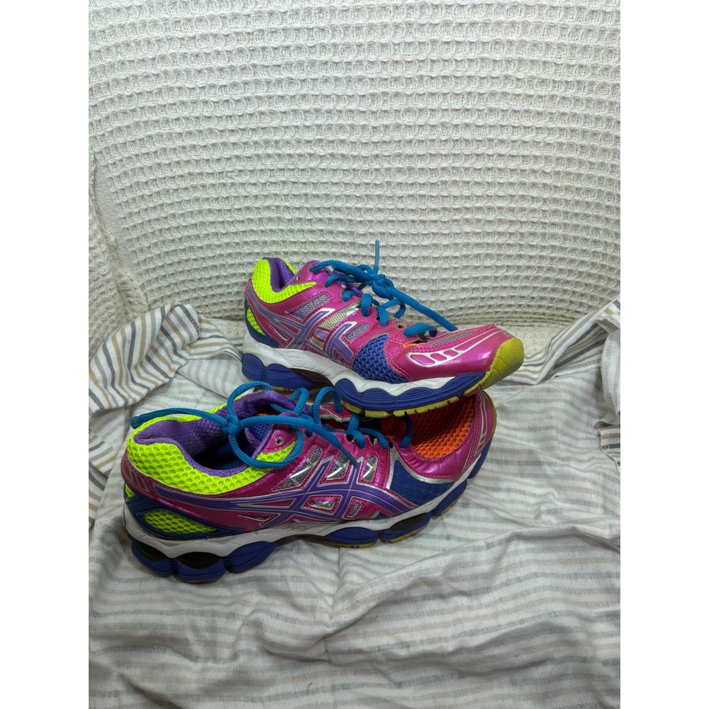 Y2K Womens ASICS Gel-Nimbus 15 Running Shoes 7 Pink Blue Neon T291N
